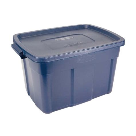 rubbermaid roughneck 25-gallon box dark indigo metallic dimensions|roughneck tote 25 gallon.